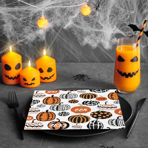 JarThenaAMCS 50Pcs Halloween Paper Napkins Orange Black Pumpkin Disposable Luncheon Napkin Creepy Dessert Dinner Hand Napkin for Trick or Treat