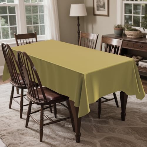 4 Pack Plastic Tablecloth 54" x 108"Disposable Gold Tablecloth Rectangle Plastic Table Cover for 6 to 8 Foot Tables Indoor or Outdoor Parties Birthdays Weddings Christmas