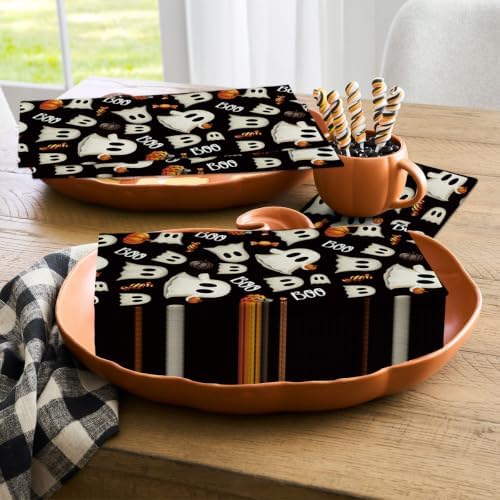 Horaldaily 100Pcs Halloween Paper Napkins, Horror Pumpkin Ghost Black