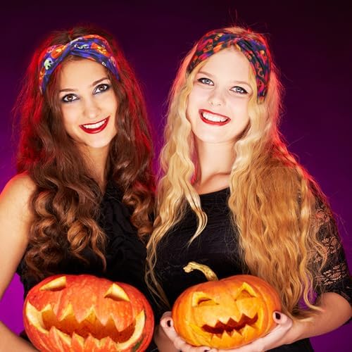 Hoteam 20 Pcs Halloween Headbands Bulk for Women Skull Elastic Non Slip