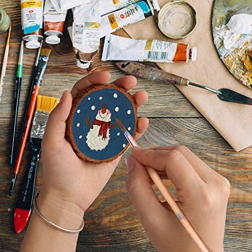 Fuyit Unfinished Wood Slices with Hole, Drilled Wooden Circle for Crafts