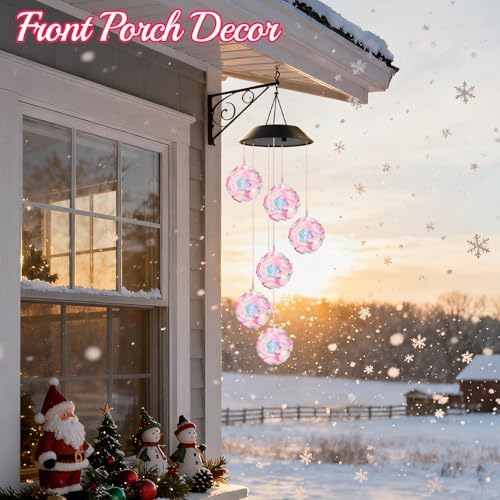 Winzwon Solar Wind Chimes, Hanging Rose Outside Garden Patio Yard Decor