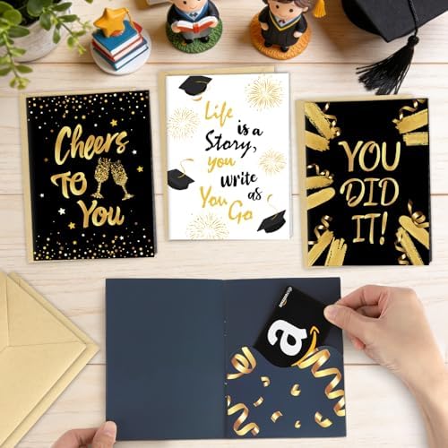4 Sets Graduation Gift Card Book, Congrats Grad Money Holder Cards with Envelopes, Graduation Gift Card Booklet Organizer for Class of 2026, Students, Friends