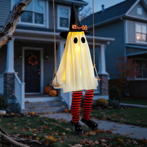 Halloween Decorations Outdoor - 6 FT Large Hanging Swinging Ghost Decor