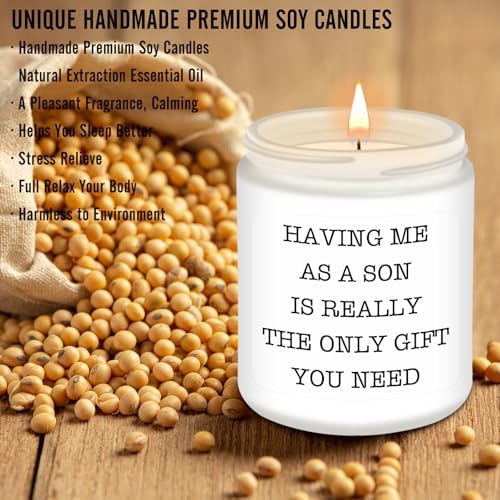 Homsolver Gifts for Mom from Son, Mothers Day Birthday Gifts for Mom, Best Mom's Present, Funny Lavender Mother Stepmother Bonus Moms Candle Gift Idea from Son