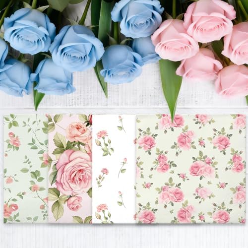 50Pcs Vintage Rose Paper Napkins -2Ply, 6.5×6.5 Inches