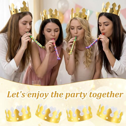 200pcs Gold Paper Crowns Bulk,Classic Style King Crown Princess Hats