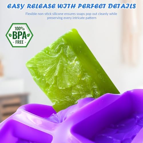 HKNMTT 2Pcs Soap Molds Silicone 3D Rectangle Flower Pattern Silicone Mold