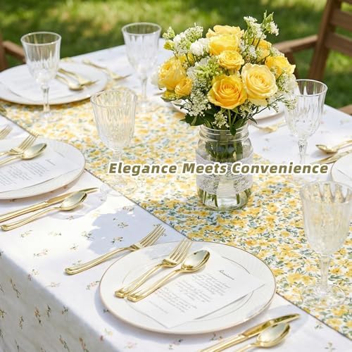 240PCS Gold Plastic Silverware, Gold Disposable Cutlery Set