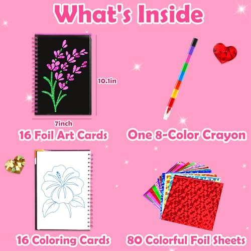 FUNNYB&G Foil Art Craft Kit for Kids, Sparkly Birthday Gift Toy for Girls