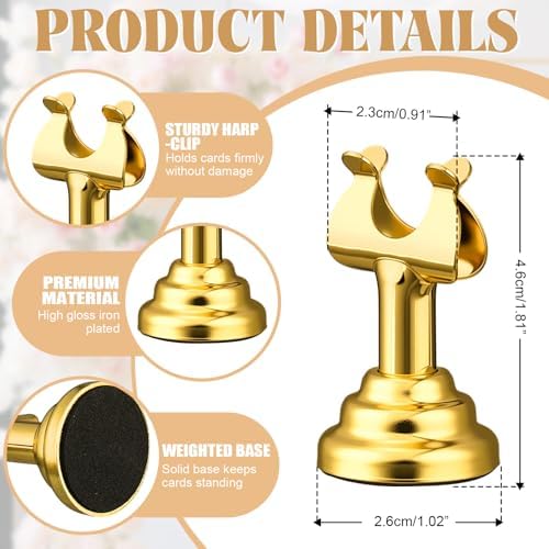 24 Pcs Gold Table Number Holders Metal 1.8 in Place Card Holders