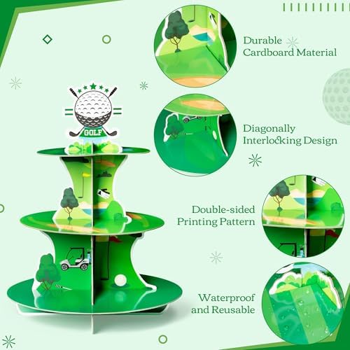 Golf Birthday Cupcake Stand - 3 Tiered Baby Shower Party Decoration