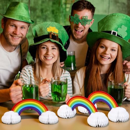 JULMELON 6Pcs Rainbow Party Decorations, Honeycomb Centerpieces for Tables