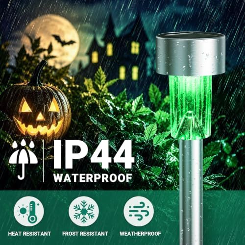 GIGALUMI Green Solar Pathway Lights, 20-Pack Outdoor Halloween Decor