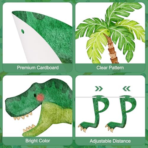 Dinosaur Birthday Decorations Banner - DIY Paper Happy Birthday Banners, Green Animal Dino Bday Sign Garland Backdrop for Dinosaur Themed Indoor Outdoor Home Birthday Party Decor Supplies Favors Props