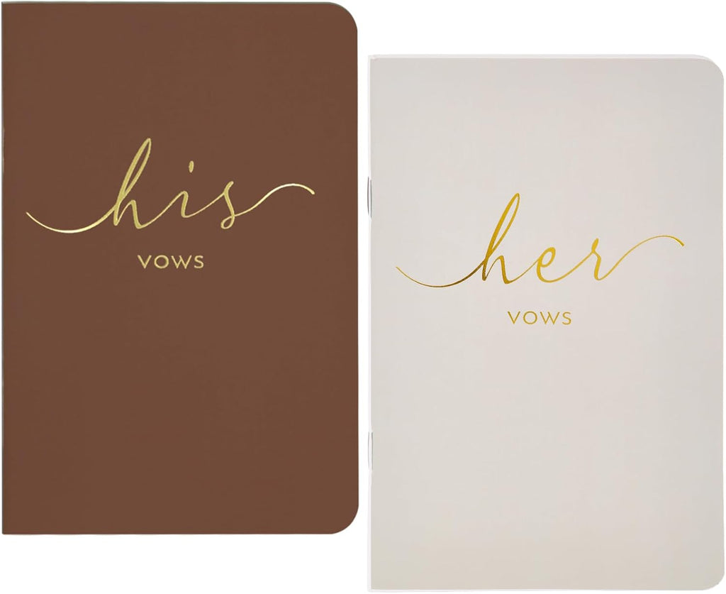 Wedding Vow Books His And Hers, Officiant Book For Wedding Ceremony, Gold Foil Wedding Notebook Bride Groom Booklet For Wedding Gifts, 28 Pages, 5.9" X 3.9", Wedding Journal, Terracotta beige