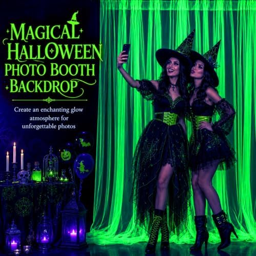 Mega-L Halloween Decorations, 3 Pack Halloween Tulle Backdrop Curtains