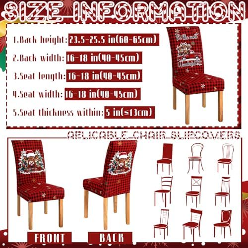 Mindsoft 6 Pcs Christmas Chair Covers Highland Cow Dining Chair Slipcovers