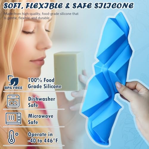 HKNMTT Oval Suqare Soap Mold 6-Cavity Silicone Molds for Handmade Craft