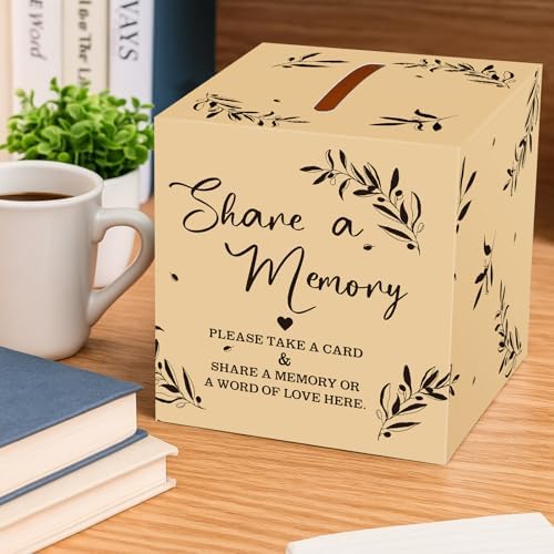 Pajean 50 Pcs Share a Memory Cards for Collections of Life, Memory Cards Box for Guest Ideas Funeral Graduation Wedding Bridal Shower Birthday Anniversary Retirement (Light Beige,Trendy)