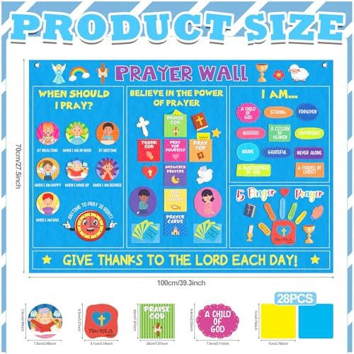 Cinrobiye Christian Prayer Wall Felt Board Kit, Bible Prayer Bulletin Board with Prayer Request Cards, Reusable Church Prayer Wall Decorations for Bible Study, Worship, Prayer Room Home Decor
