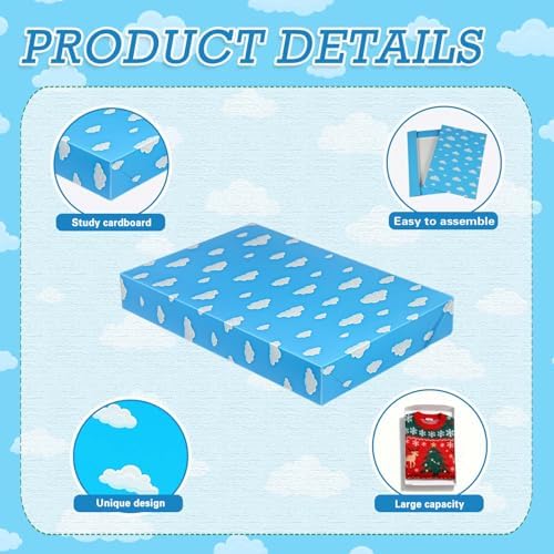 Cayivran 12Pcs Shirt Box With Lids, 3 Designs Yellow Check White Clouds White Gift Boxes,14.5 * 9.5 * 2Inch Medium Clothes Gift Boxes,Apply To Birthday Christmas Party Valentine's Day Thanksgiving