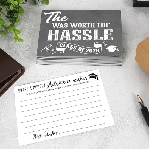 50 PCS Graduation Wishes and Advice Cards 2026, Advice for the Graduate 2026, Graduation Party Supplies for Elementary College Senior High School (Grey.50)