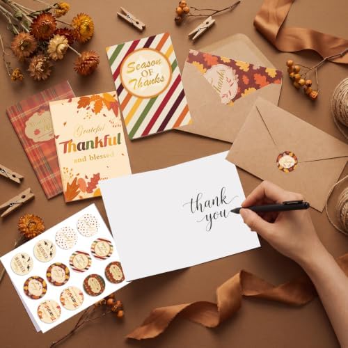 36 Pack Thanksgiving Cards with Envelopes & Stickers, 4 x 6 in, 6 Designs