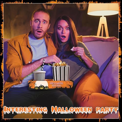 Dunzoom 20 Pcs Halloween Movie Night Paper Snack Trays Popcorn Boxes Orange