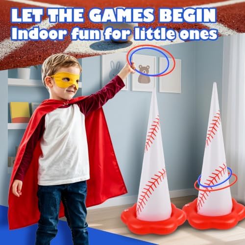 5 Pack Baseball Inflatable Ring Toss Game - Baseball Party Games Set