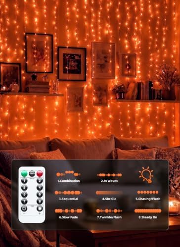Brightown 300 LED Fairy Curtain Lights, 9.8ft x 9.8ft Curtain String Lights