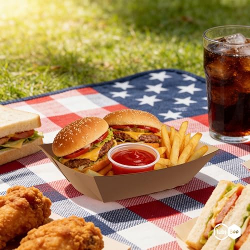 Disposable Paper Food Trays 3lb, 250 Pack Large Brown Paper Boats - Heavy Duty for Large Nachos, BBQ Ribs, Family Fries, Tacos - Ideal for Party Hosts, Sports Fans, Carnivals