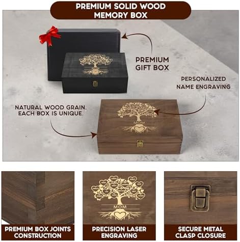 Gift for Mom or Grandma, Personalized Family Tree Memory Box - Mother's Day