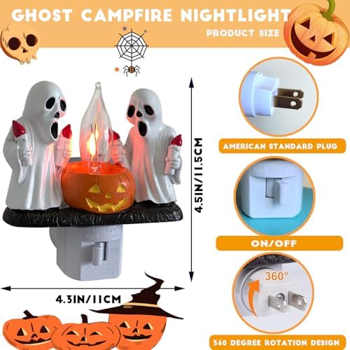 Torch Ghost Plug‑in Wall Night Light, Flickering Campfire Figurine Lamp