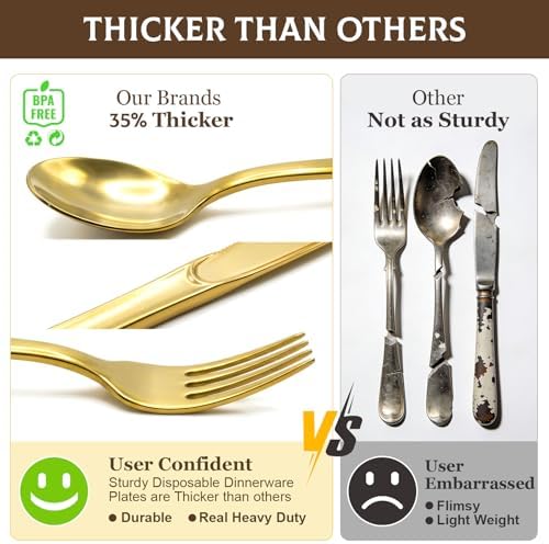 Glowserve 306 Pack Gold Disposable Plastic Silverware Set Cutlery Set