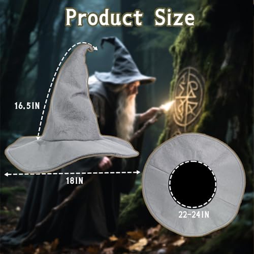 NTIERA Witch Hat, 18IN Wizard Hat Cosplay Accessories for Halloween Costume Party Christmas Masquerade Carnivals