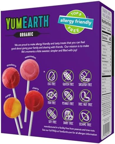 YumEarth Organic Halloween Candy, Allergy Friendly, Gluten Free, Non-GMO, Vegan, No Artificial Flavors or Dyes (60 Count (Pack of 2))