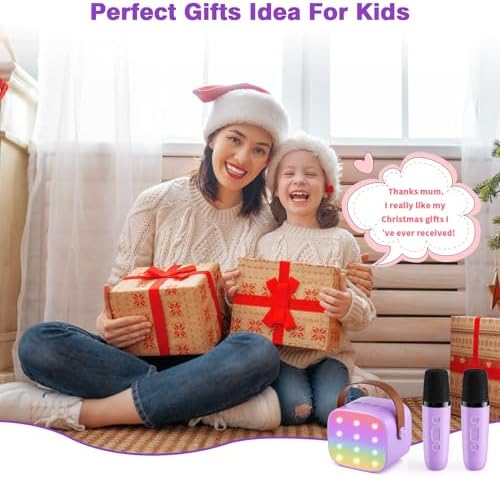 Mini Karaoke Machine with 2 Wireless Microphones, 2026 TOP Kids Portable Bluetooth Karaoke Machine for 3, 4, 5, 6, 7, 8, 9,10,11,12+Year Old, Christmas Birthday Gifts for Girls Boys Adults Home Party