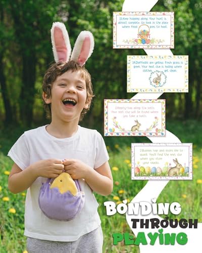 Easter Scavenger Hunt Cards - Easter Egg Hunt Cards for Teens with Envelopes - Easter Party Games Favor for Teens Adults Family -A01
