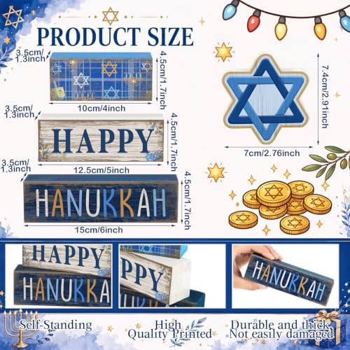 Lineshading 4 Pcs Hanukkah Table Decorations for Home, Star of David Signs