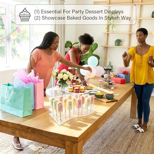 1 Pcs Acrylic Cakesicle Display Stand, 15 Holes Cakesicle Stand Display, Reusable Clear Cake Pops Sticks Kit for Wedding Shower Birthday Dessert Table Display