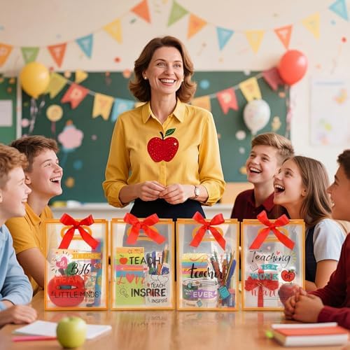 Capoda 24 Pack Teacher Appreciation Gift Bags with Handles, Large Reusable Plastic Party Favor Bags, Classroom Treat & Prize Goody Bag for Back to School, End of Year, Staff Events