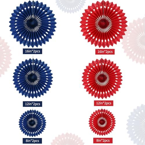 BEISHIDA Honeycomb Round Paper Fans Navy Blue Red Hanging Party Decoration