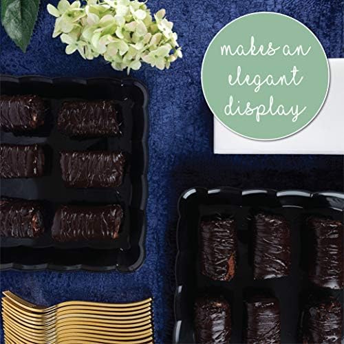 Plasticpro Plastic Serving Trays - Serving Platters Rectangle 9X13 Disposable Party Dish Includes 8 Black Trays