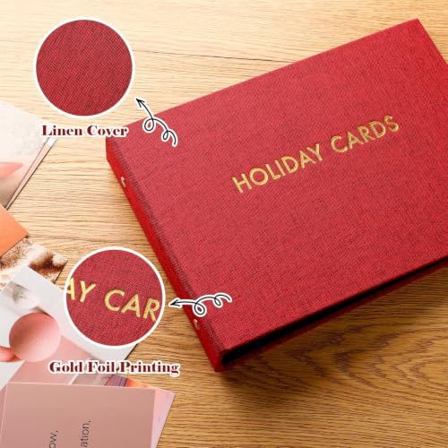 Spiareal Christmas Red Card Organizer with 100 Page suit 6x8 In Card Photo