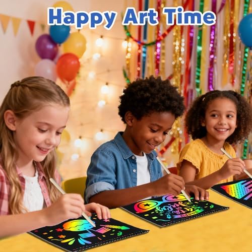 ZMLM Scratch Paper Art-Crafts Gift: 2 Pack Rainbow Notebooks Supplies Toys