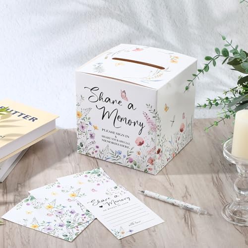 Fainne 50 Pcs Floral Share a Memory Cards with Celebration of Life Box