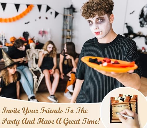 Halloween Party Invitations, Hunting House Invites Cards With Envelopes, Fall Holiday Celebration Favors Supplies, 25pcs Invitation Card for Halloween Wedding Birthday Baby Shower -09
