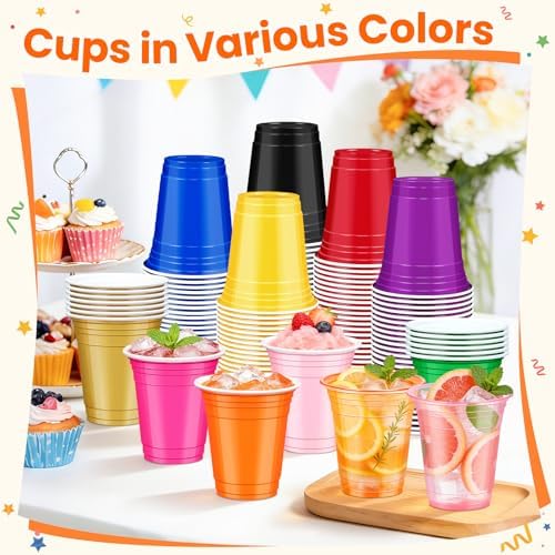 50 Pcs Purple Plastic Cups, 12 oz Disposable Cups for Party