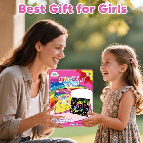 ZMLM Scratch Paper Art-Crafts Gift: 2 Pack Rainbow Notebooks Supplies Toys